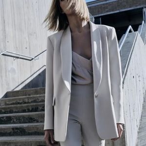 Zara Satin Effect Blazer - Grey- Bloggers Fav